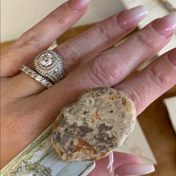 Brown Ocean Agate Cuff Ring - Picture 3 of 5